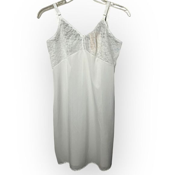 Olga Vintage 60s Deadstock White Nylon & Lace The Well Behaved Slip Size 8 - NWT - Picture 1 of 15